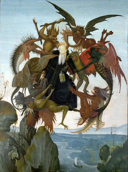One of many artistic depictions of Saint Anthony's trials in the desert. 