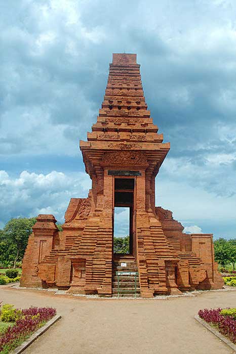 Bajang Ratu Gate, Trowulan archaeological site, East Java. The tall red bricks temple is dated from Majapahit period circa 13th to 15th century 