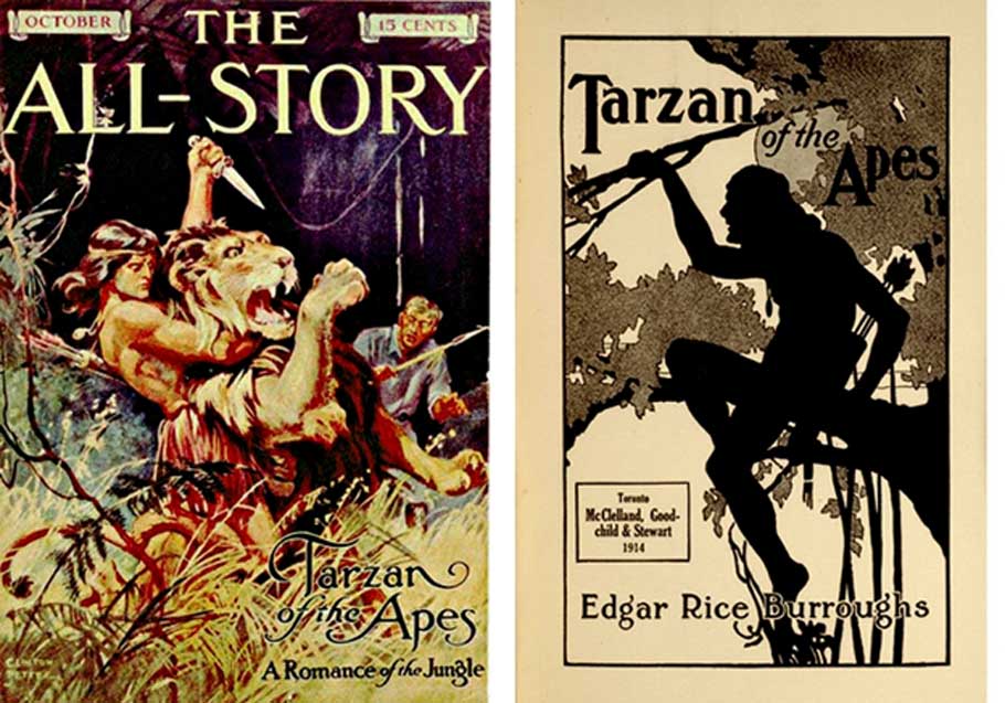 Book covers for Tarzan novels, 1912 and 1914