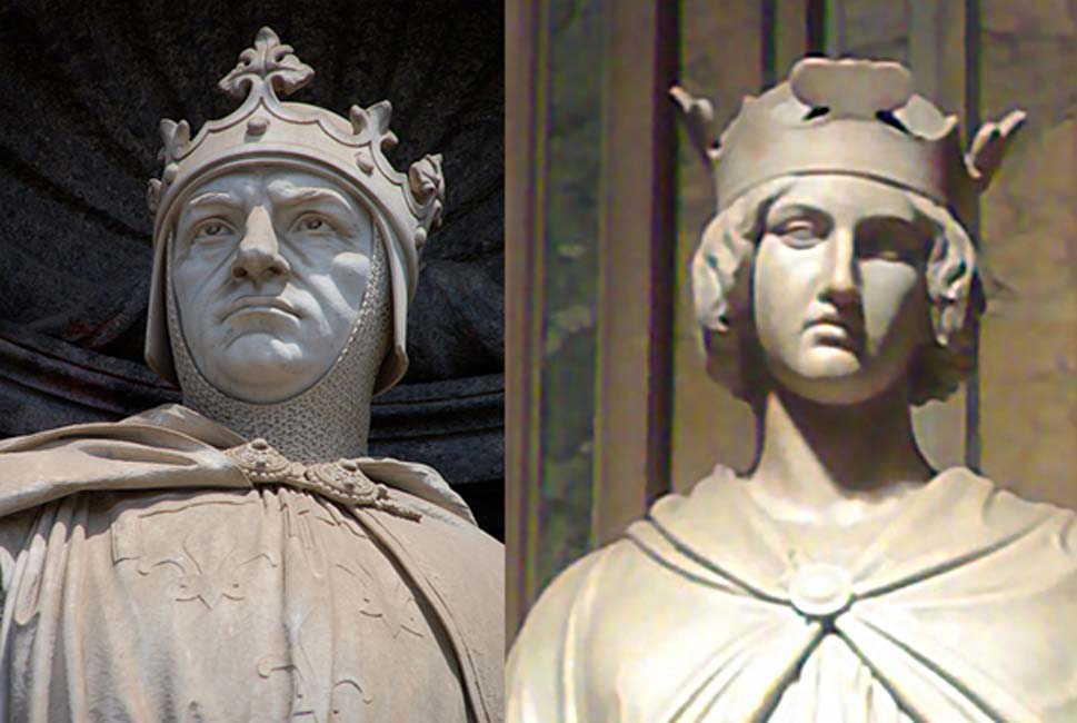 Charles of Anjou [left], and King Conradin (Conrad) of Sicily [right]