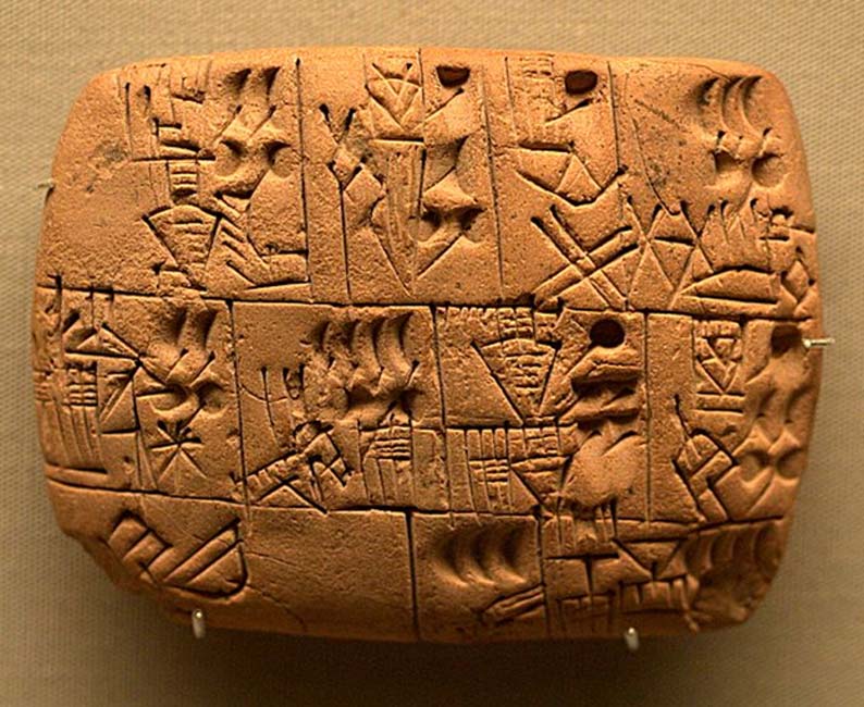 Cuneiform Pictographs Recording the Allocation of Beer. Thought to be from southern Iraq Late Prehistoric period, about 3100-3000 BC 