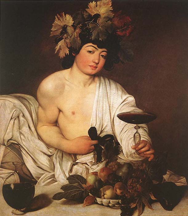 Dionysus in Bacchus by Caravaggio.
