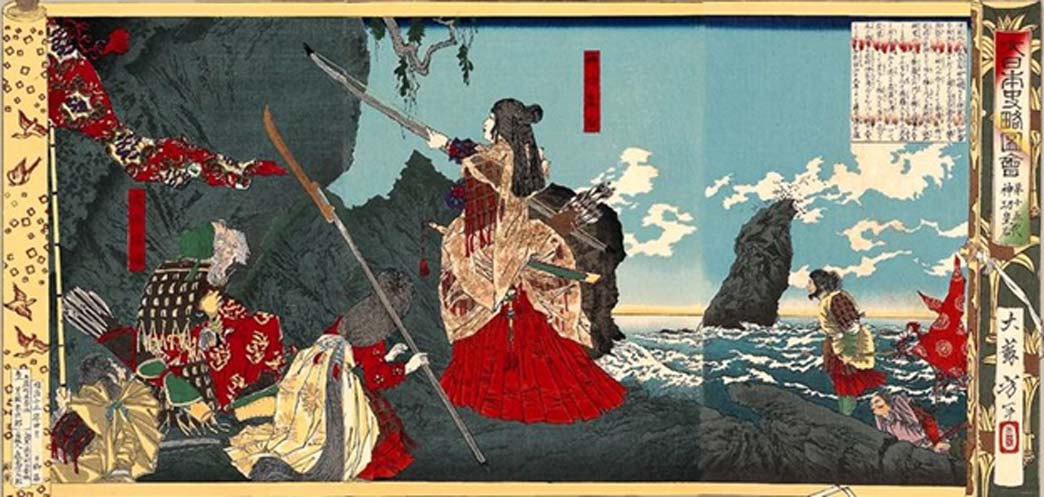 Empress Jingu setting foot in Korea. 1880 Yoshitoshi painting.