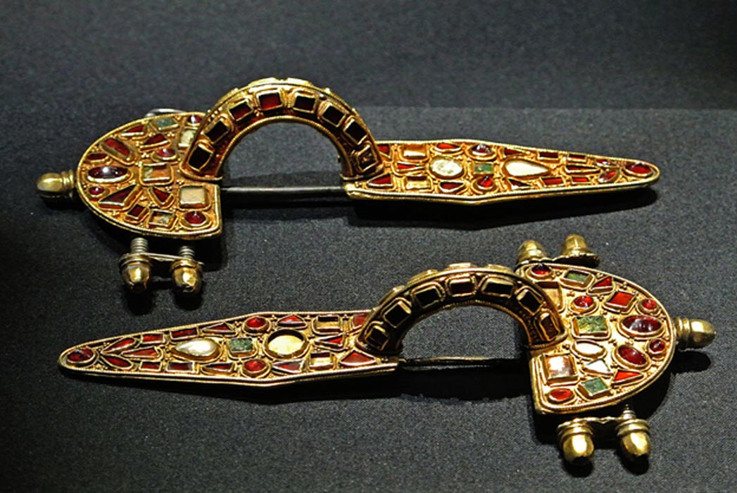 Germanic fibulae (or brooches) from the early fifth century – representative image. The Meldorf fibula come from a crematory grave and bears a ruin inscription.