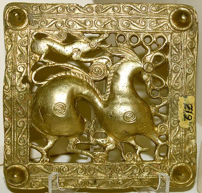 Gold Scythian belt title, Mingachevir (ancient Scythian kingdom), Azerbaijan, 7th century BC.