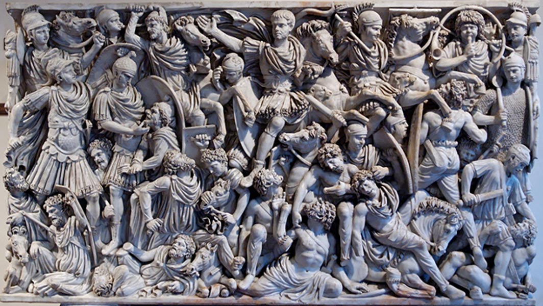 “Grande Ludovisi” sarcophagus, with battle scene between Roman soldiers and Goths.