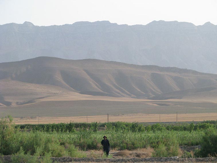 View on the Kopetdag mountains from the Ahal plain, Turkmenistan. 