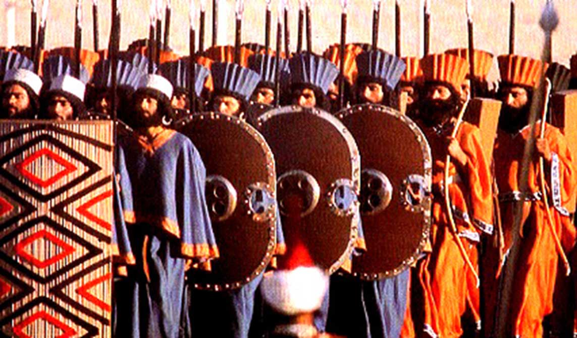 Modern reenactors of the Immortals in their ceremonial dress at the 2,500-year celebration of the Persian Empire.