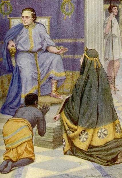 Tarquinius Superbus receiving the Sibylline books from a prophetess