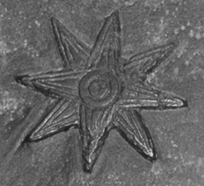 The ancient Mesopotamian eight-pointed star symbol of the goddess Ishtar. 