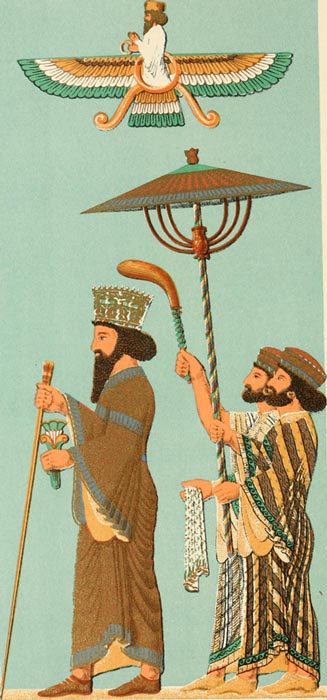 Illustration of Darius with his Parasol Bearers. 1904.