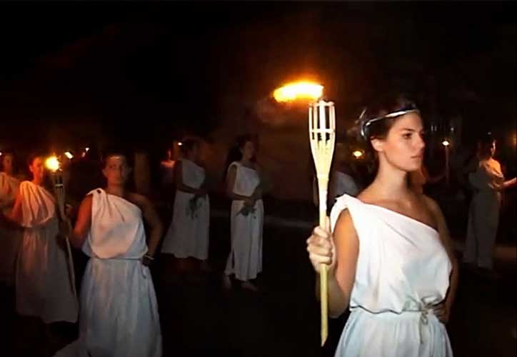 Procession of young women with torches at the feast of Heraea in Pythagorion of Samos.