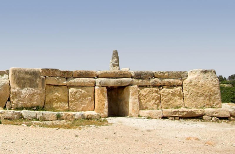 Ħaġar Qim ("Standing/Worshipping Stones") is a megalithic temple complex on the Mediterranean island of Malta, dating from the Ġgantija phase (3600–3200 BC). 