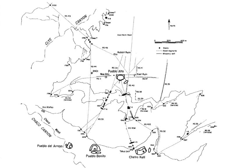 Fig 02: A National Park Service map of the road network around the Pueblo Alto community.