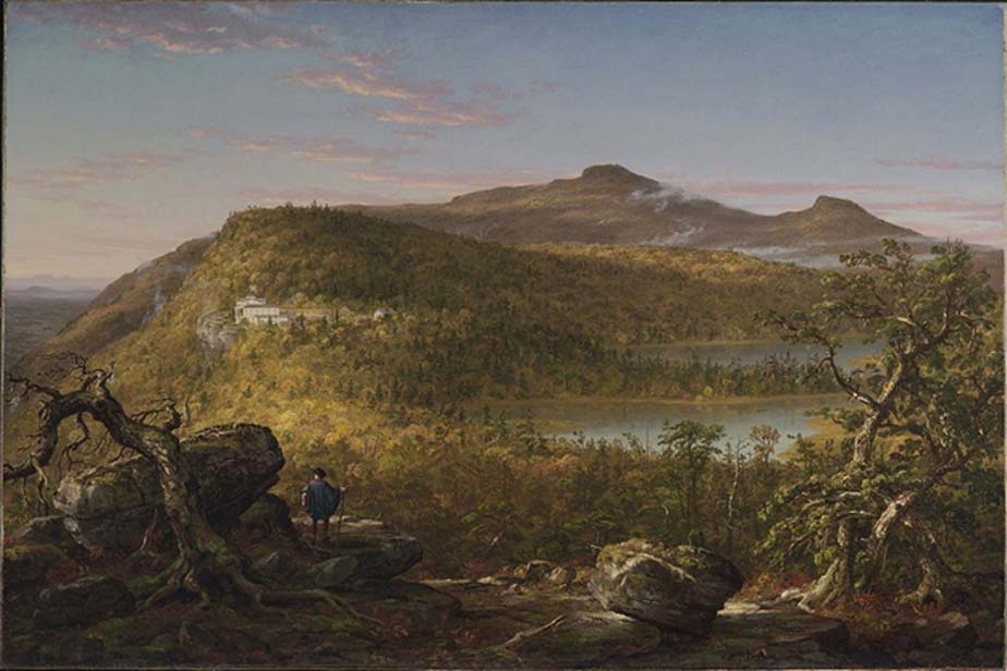 A View of the Two Lakes and Mountain House, Catskill Mountains, Morning, by Thomas Cole (1844) Brooklyn Museum of Art (Public Domain)