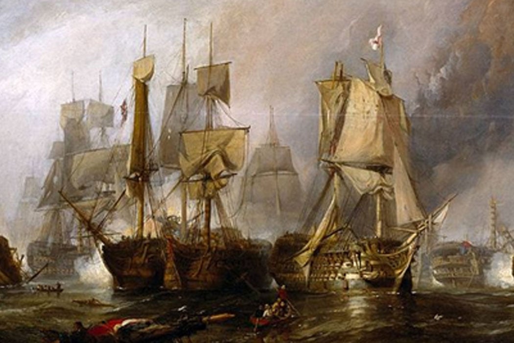 Sketch for 'The Battle of Trafalgar, and the Victory of Lord Nelson over the Combined French and Spanish Fleets, October 21, 1805' by Clarkson Frederick Stanfield  (1793–1867) 