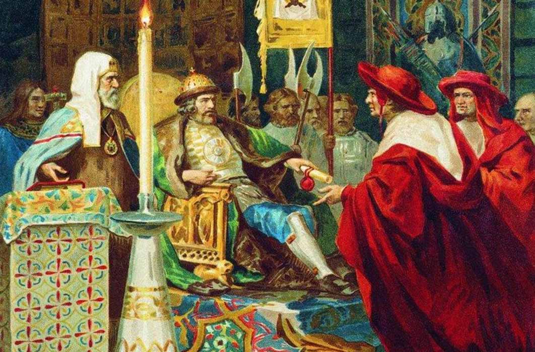 The envoys of the Roman Pope attend Alexander Nevsky by Henryk Siemiradzki (1870) (Public Domain)