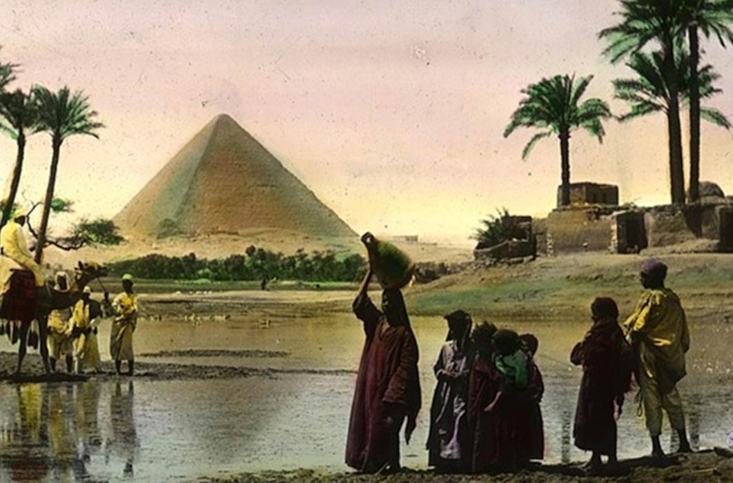 The great Nile dam, at the head of the first cataract of the Nile, is 600 miles above Cairo. OSU Special Collection. (Public Domain)