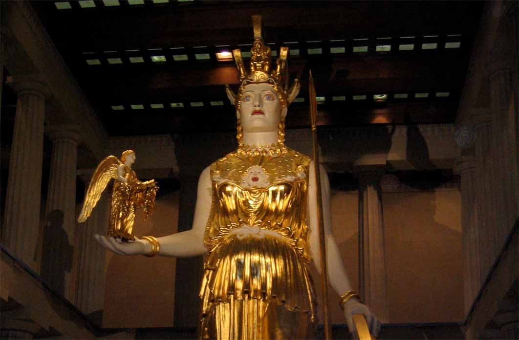 Detail of a recreation of Athena Parthenos at Nashville Parthenon, Tennessee, USA. Source: Lucas Livingston / CC BY 2.0