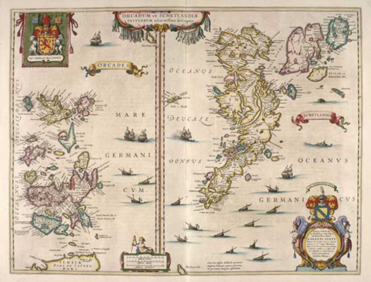 Blaeu's 1654 map of Orkney and Shetland. (Public Domain)