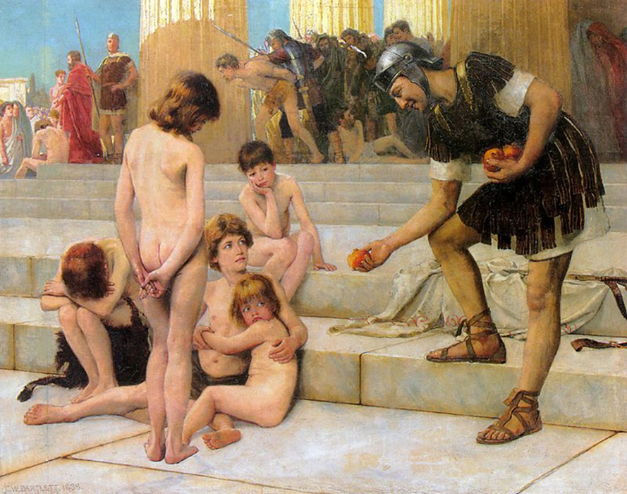Captives in Rome by Charles Bartlett (1888)  (Public Domain).