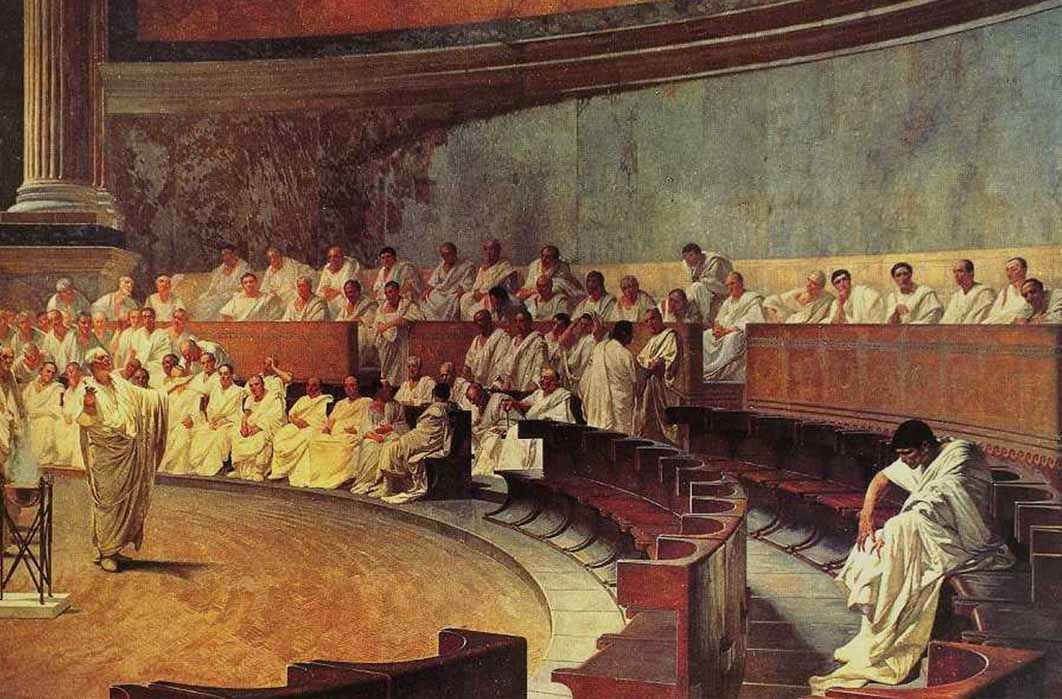 Cicero Denounces Catiline in the Roman Senate by Cesare Maccari (1889) (Public Domain)