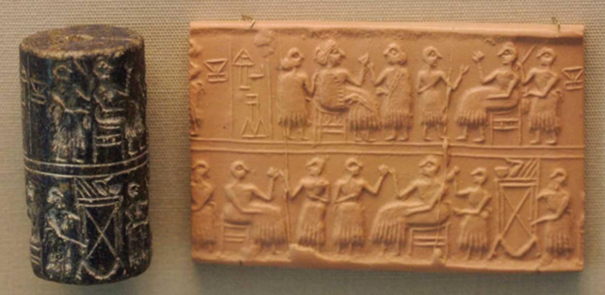 Cylinder seal featuring Queen Puabi of Ur.