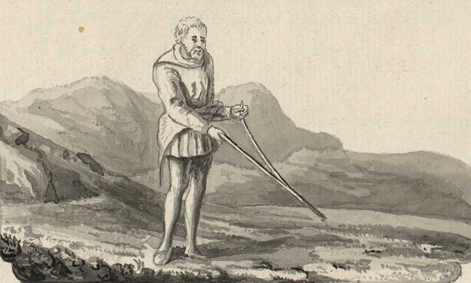 Dowser and use of a divining rod observed in Britain in the late 18th