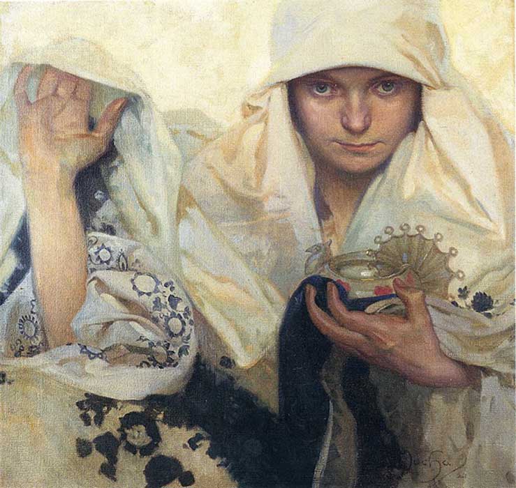 Fate, by Alphonse Mucha. Fortune differs from destiny and fate in that it is more concerned with specific occurrences and outcomes in life, whereas destiny relates to events surrounding death. (Public License).