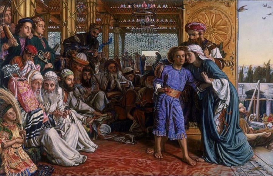 The Finding of the Savior in the Temple by William Holman Hunt (1860) Birmingham Museum and Art Gallery (Public Domain)