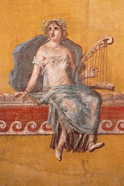 Fresco of a harp player from a Villa at the foot of Mount Vesuvius (First century) (Public Domain)