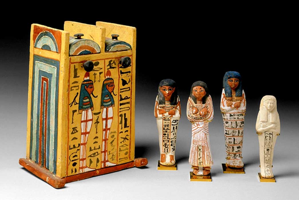 Discovered by Gaston Maspero in 1885–86, this wooden shabti box was inscribed for Paramnekhu, a ‘Servant in the Place of Truth’ who was a son or grandson of the famous Sennedjem and Iineferti. Families of artisans such as this brought the king’s tombs to life. 19th Dynasty. Thebes, Deir el-Medina, Tomb of Sennedjem (TT1).