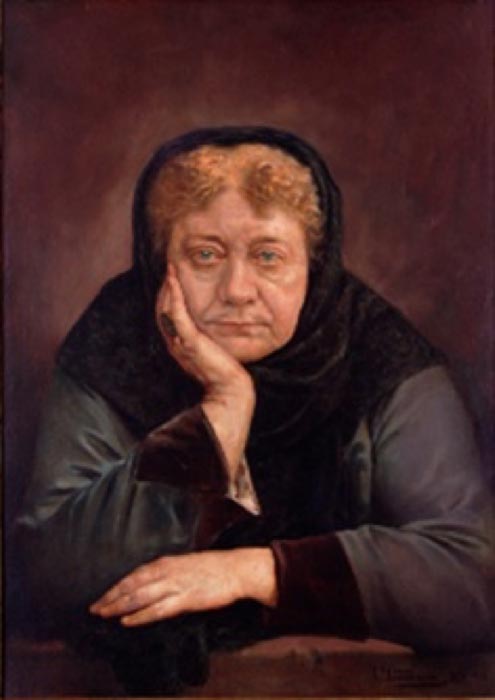 Helena Blavatsky's portrait by Spanish-Costa Rican painter Tomás Povedano (Public Domain)