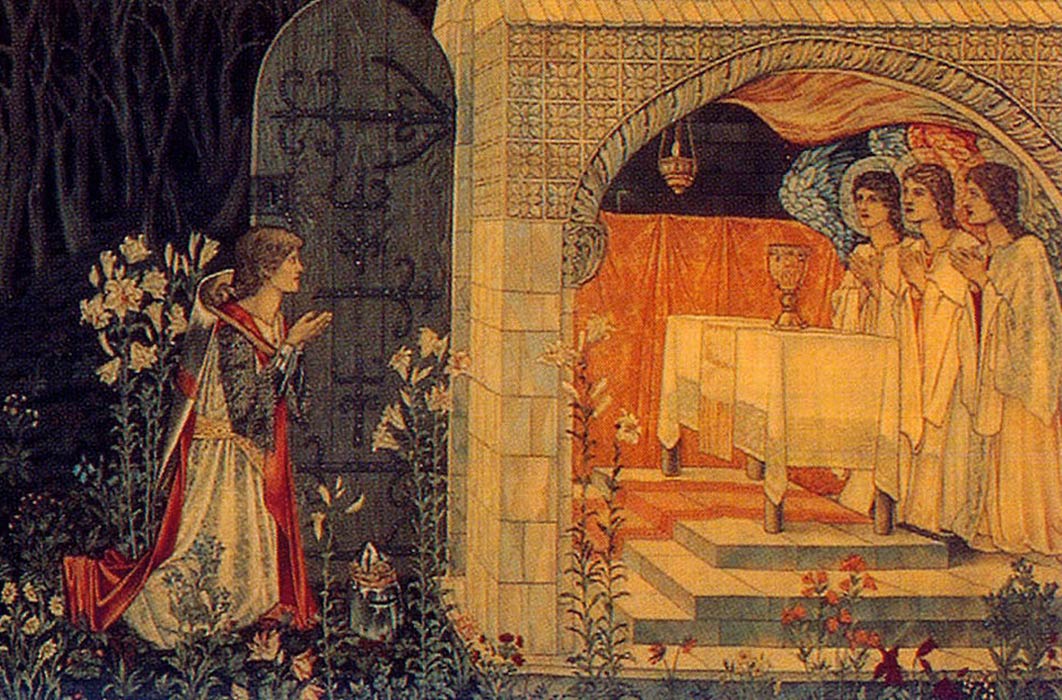 The Attainment or The Achievement of the Grail, version woven 1895-96, now in the Birmingham Museum & Art Gallery (Public Domain)