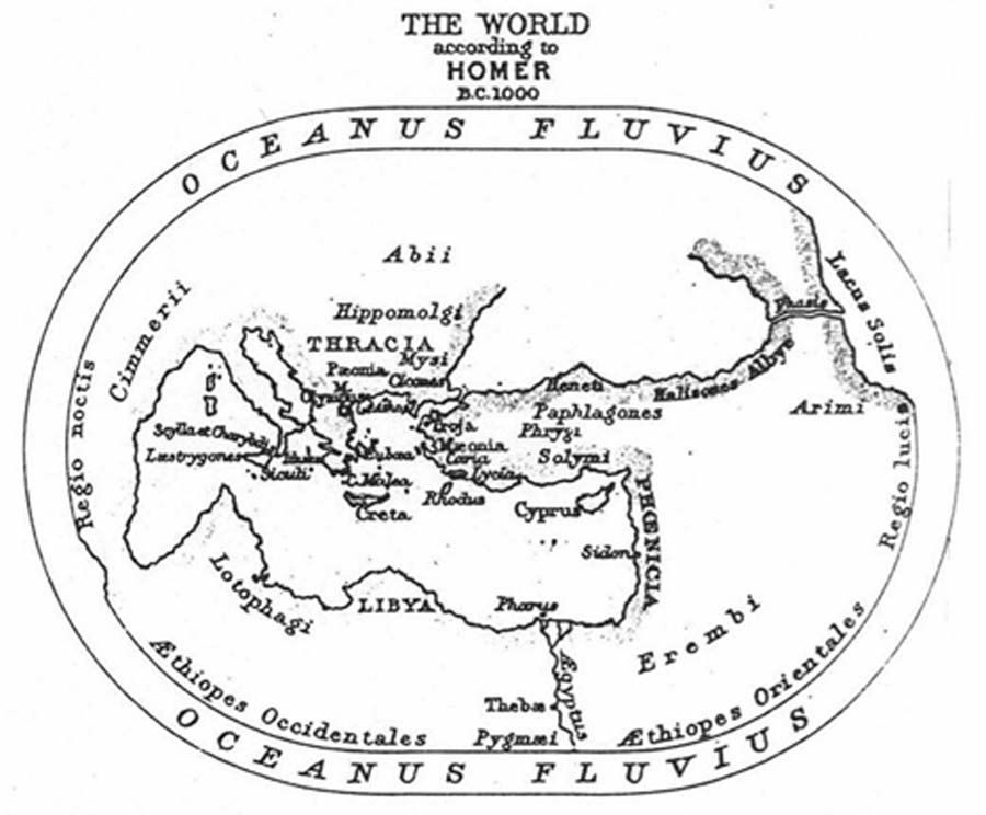 Homer's conception of the world during the Heroic era. From The Challenger Reports (1895) (Public Domain)