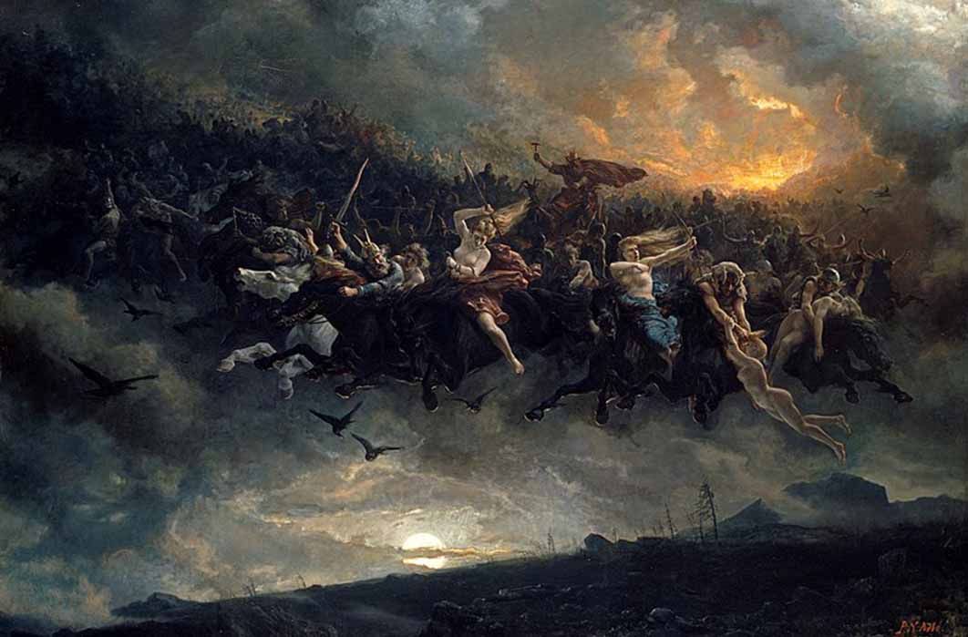 Asgårdsreien, The Wild Hunt of Odin (1872) by Peter Nicolai Arbo (Public Domain)