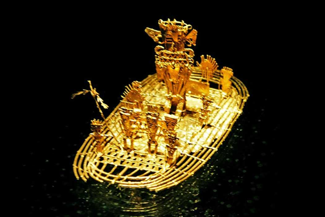 The Muisca raft was dated to between 1200 to1500 BC. Made of 80% gold alloy, with silver and copper, it was created using the lost wax casting method.