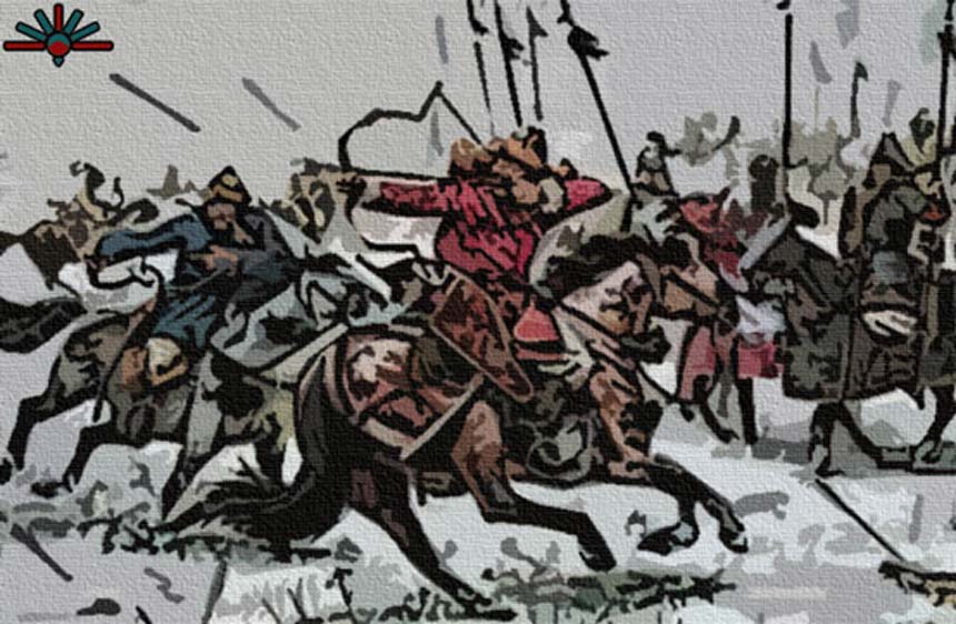 Illustration of Mongol mounted warriors 