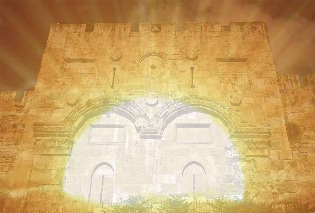 Composite image of the Golden Gate overlain with the shining sun, representing the Messianic goal of this particular gate (Image created by the author).