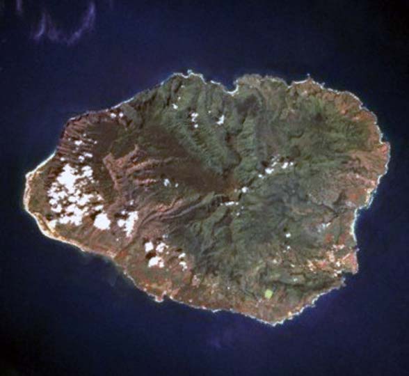 Kauai from space oriented (Public Domain)