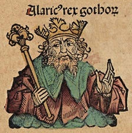 King Alaric. Illustration from the Nuremberg Chronicle (1493)(Public Domain)