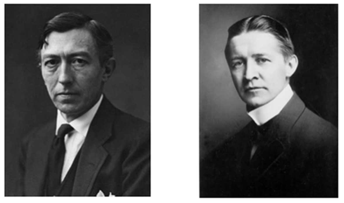 Left: Lee Lawrie. Right: Bertram Grosvenor Goodhue. Together they designed several monumental buildings cross the USA, most famously the Rockefeller Memorial Chapel and the Los Angeles Public Library.