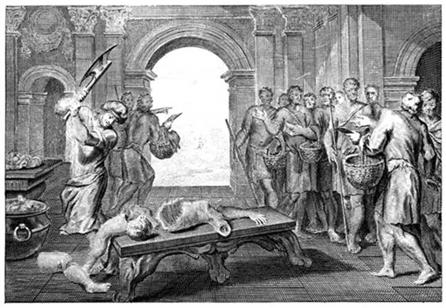 Levite cuts his concubine by Otto Elliger (Public Domain)