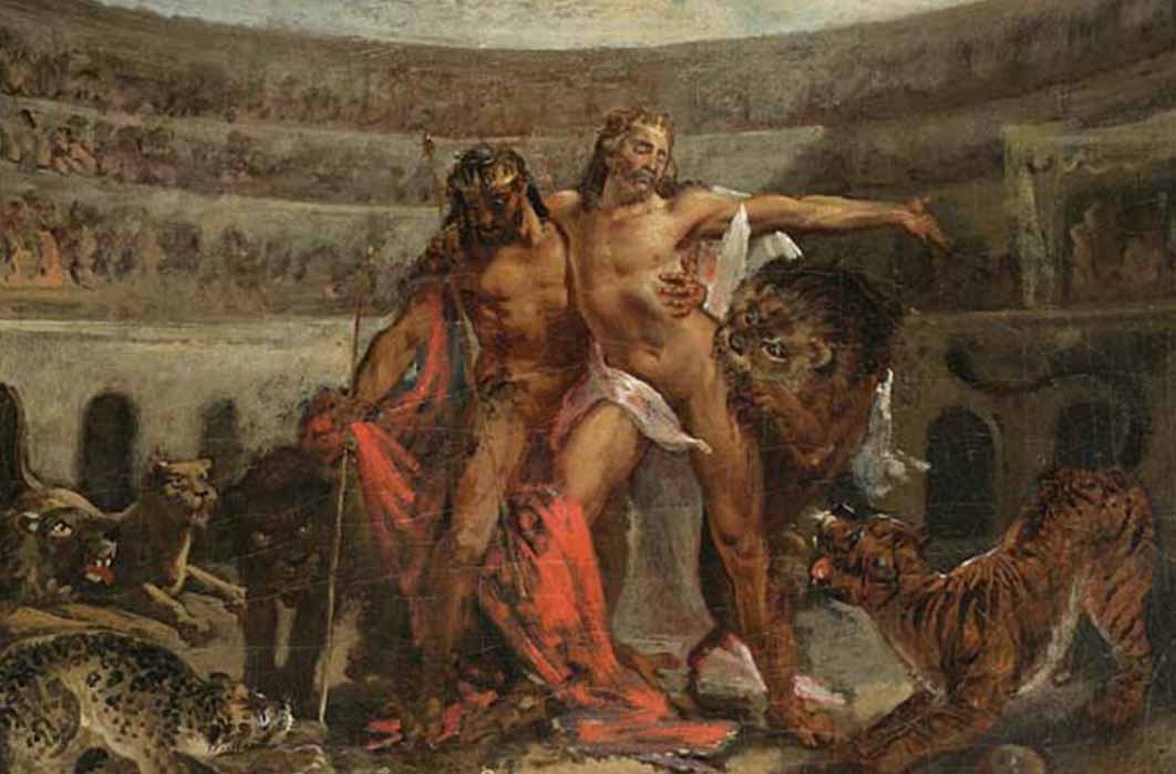 Gladiatoren im Kolosseum by Eugène Delacroix (Public Domain)