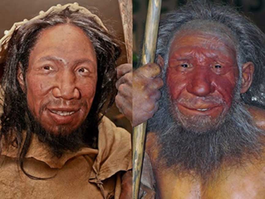 Might ancient European Homo sapiens (left) and Homo neanderthalensis (right) have meditated their way through hard times? (Daniela Hitzemann/ CC BY-SA 4.0)
