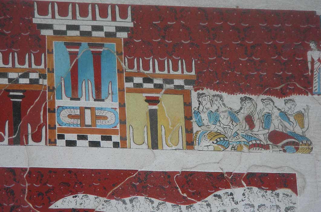 Fresco of the Bull Horns and Minoan women of Priestesses (Image: Courtesy Micki Pistorius)