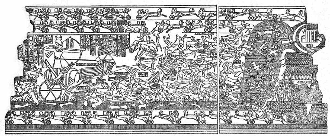 Mural in Ramesses II's temple in Tebes, depicting the Battle of Kadesh. (Public Domain)