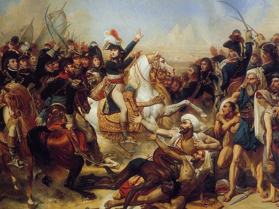 Napoleon at the Battle of the Pyramids, 21 July 1798, oil on canvas, 1810. By Antoine-Jean Gros; design by Anand Balaji 