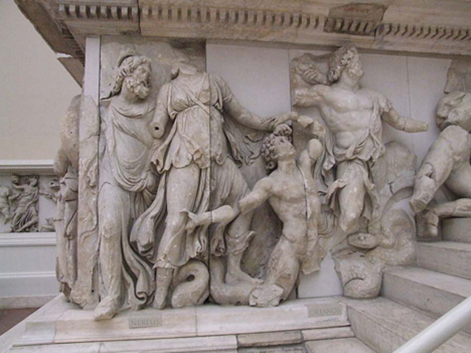 Nereus in a frieze of the Pergamon Altar (Berlin).(CC BY-SA 3.0)