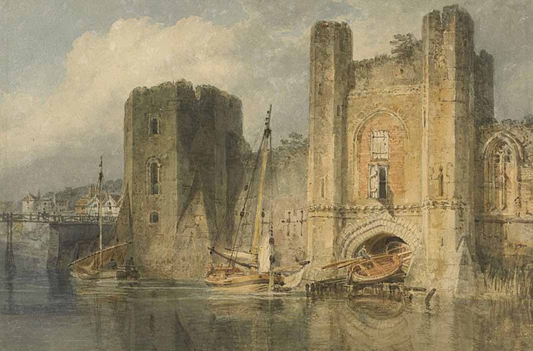 Newport Castle with ships by J. M. W. Turner (1796) (Public Domain)